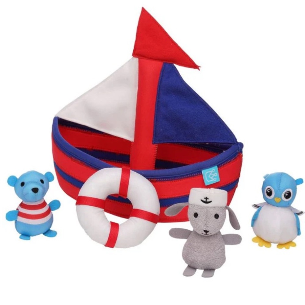 Sailboat Floating Fill-N-Spill Neoprene Bath Tub Toy by Manhattan Toys.